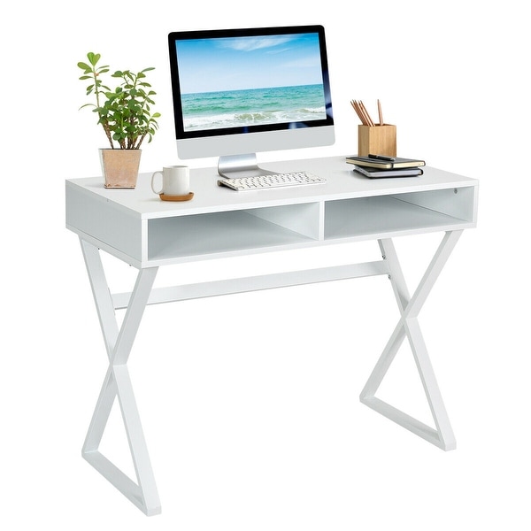 Shop Gymax Modern Computer Desk Writing Desk Makeup Vanity ...