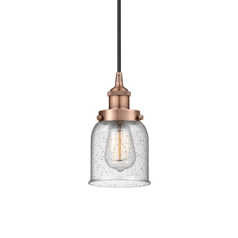 Innovations Lighting 616-1PH-10-5 Bell Pendant Bell 5" Wide Mini - Antique Copper / Seedy