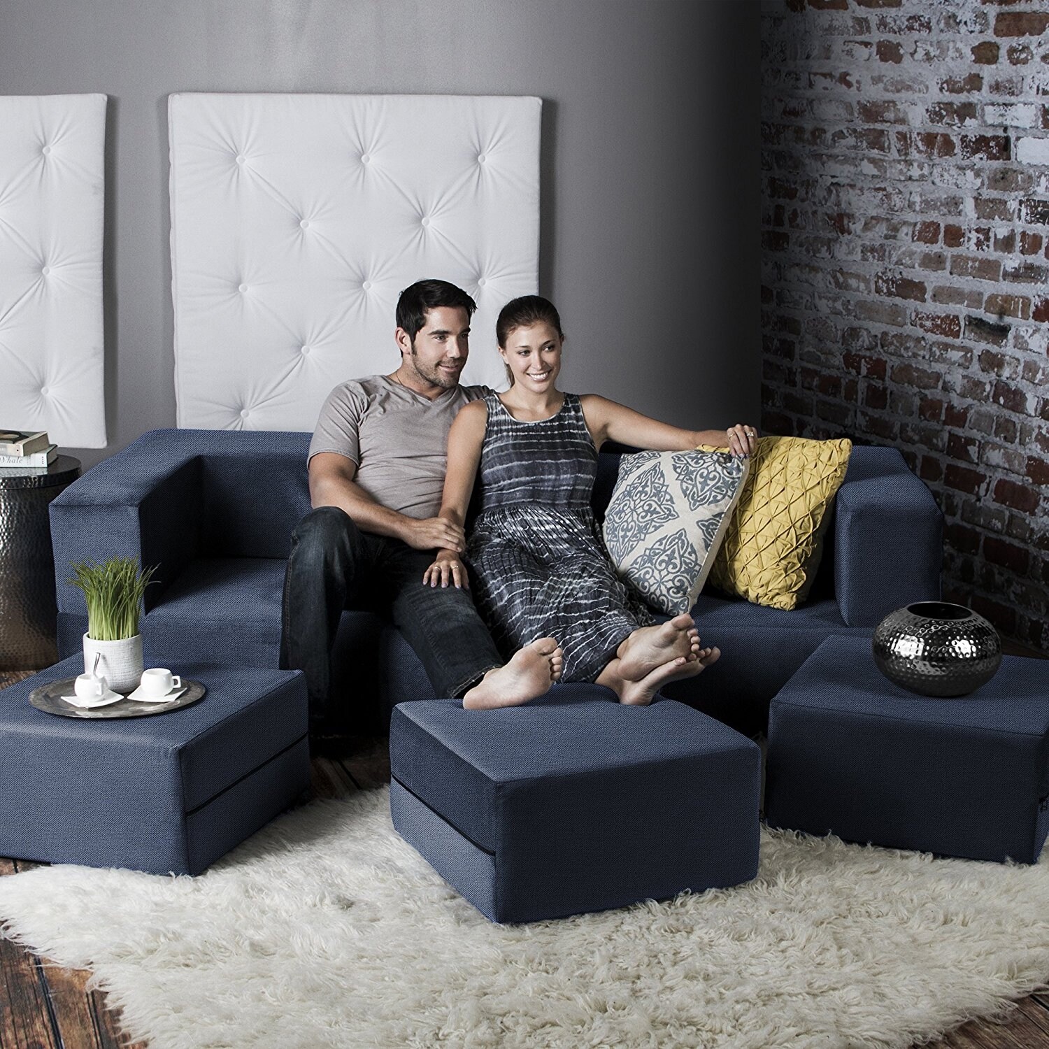 Porch & den california king convertible discount sleeper sofa and ottomans