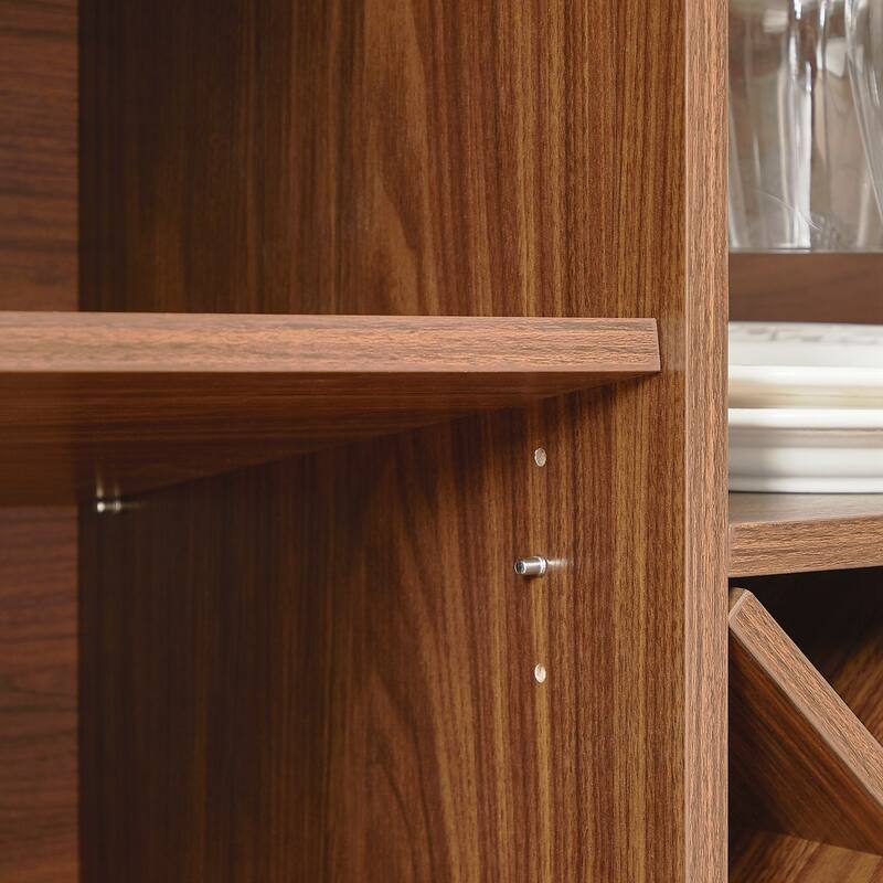 Modern Wavy Curve Sideboard-Multifunctional storage cabinet with wine rack and glassware holder