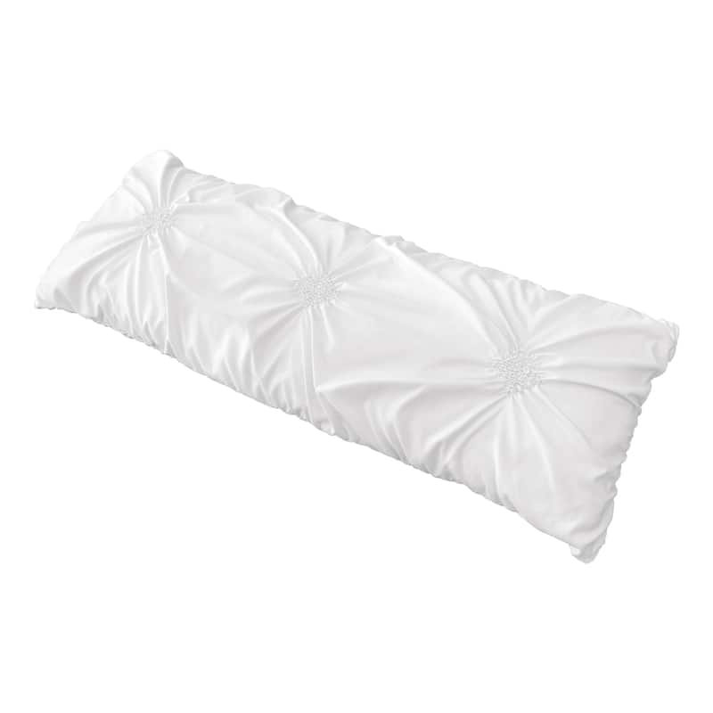 Sweet Jojo Designs Solid Color White Shabby Chic Harper Collection Body Pillow Case (Pillow Not Included)