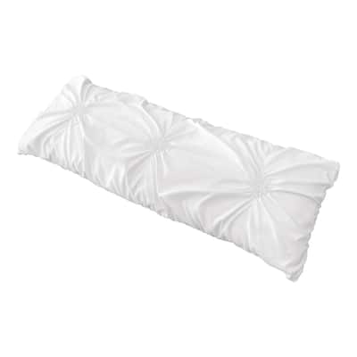 Sweet Jojo Designs Solid Color White Shabby Chic Harper Collection Body Pillow Case (Pillow Not Included)