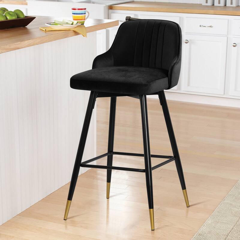 Modern Velvet Upholstered Swivel Counter/ Bar Stools Set of 2/4