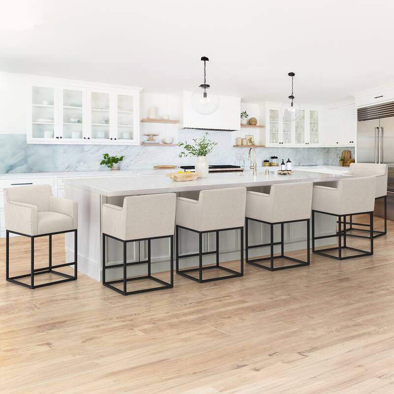 Modern Counter Height Bar Stools Fabric Upholstered Counter Stool