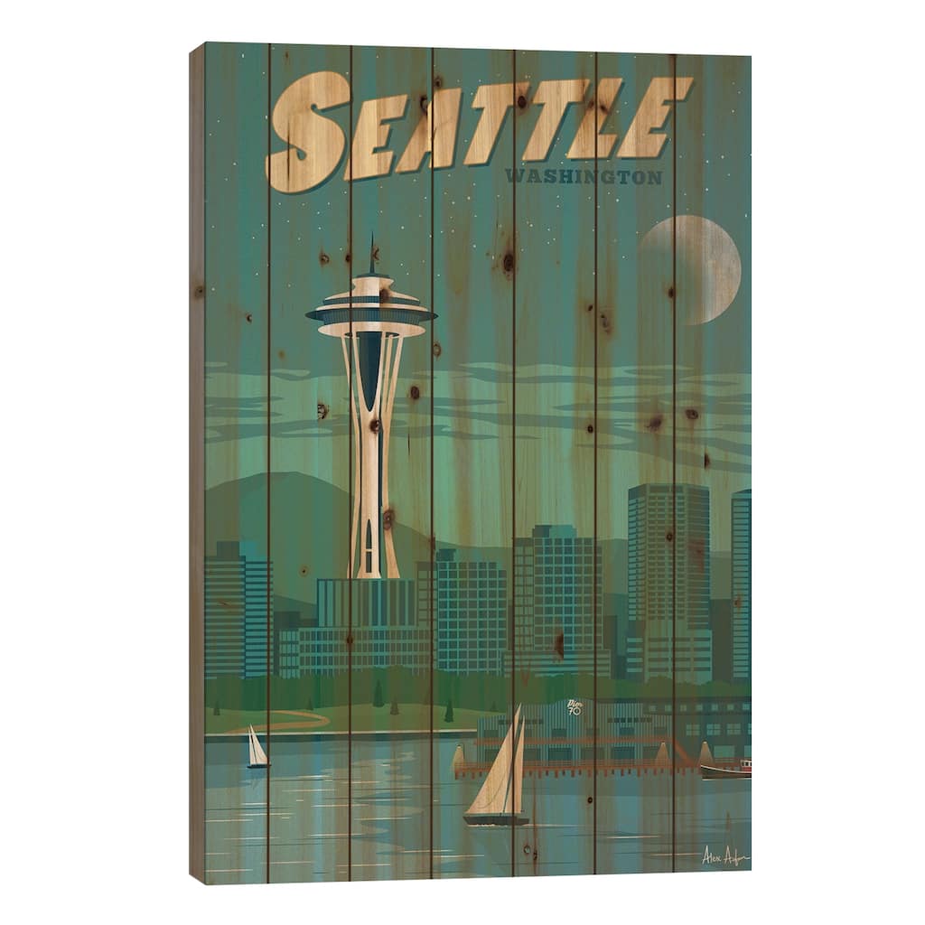 Seattle Print On Wood by IdeaStorm Studios - Multi-Color