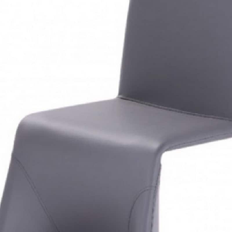 Gray/Gray Leather Upholstered Metal Frame Dining Chair, Set of 2, Sturdy Dining Chair for Dining Rooms - 24.6