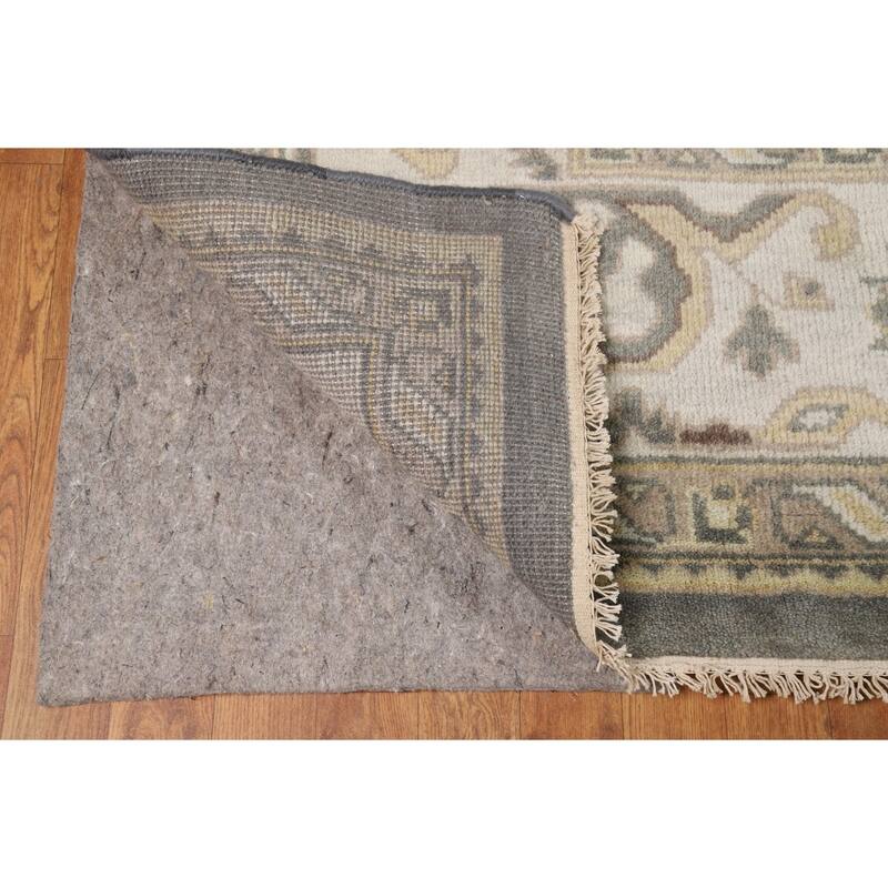 Gray Oushak Indian Area Rug Hand-Knotted Wool Carpet - 9'0"x 11'8"