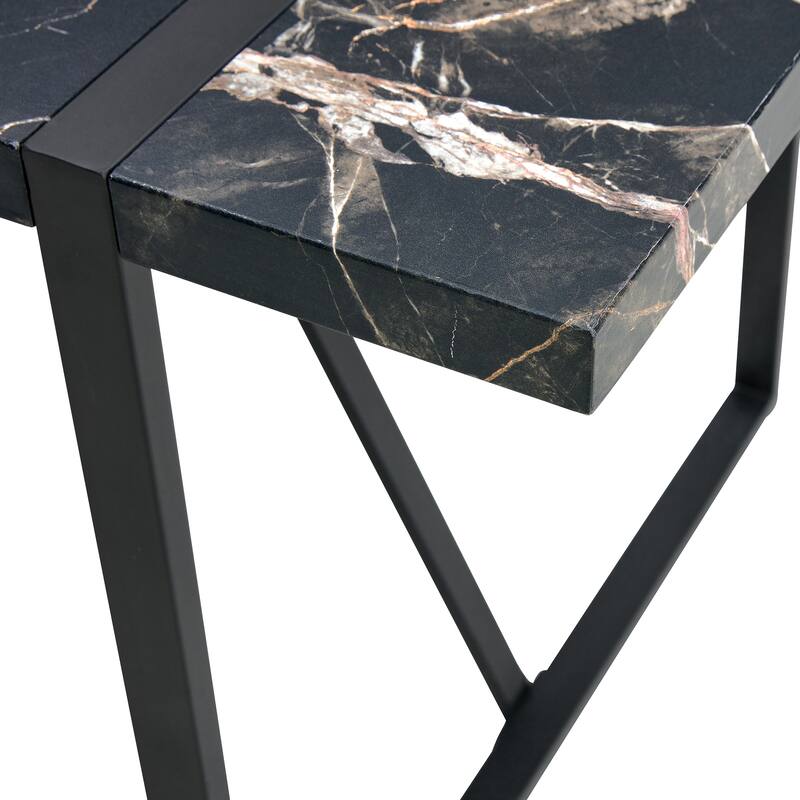 Roomfitters Industrial Dining Table for 4-6 with 1.5 Inch Thick MDF Top and Black Metal Frame for Kitchen or Patio