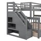 preview thumbnail 15 of 30, Twin-Twin over Full L-Shaped Bunk Bed With 3 Drawers, Portable Desk and Wardrobe