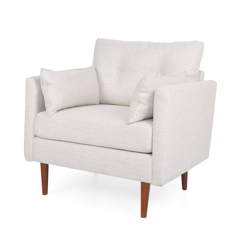 Modern 34.5" Upholstered Club Chair with Birch Wood Legs and Pillows for Living Room