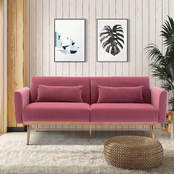 Modern Velvet Fabric Loveseat Sofa 2 Seater Adjustable Backrest