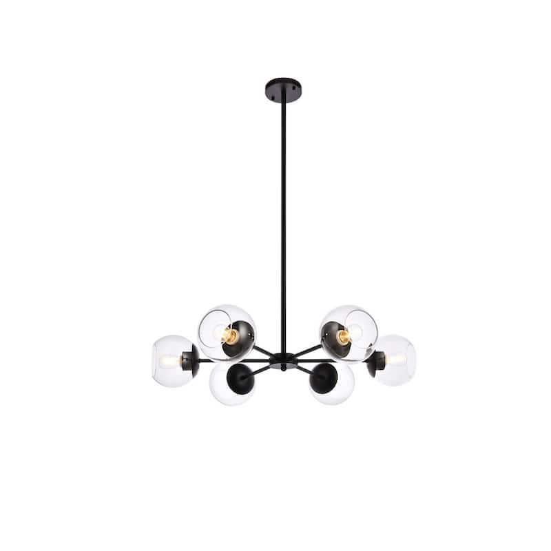 Brooke 30 inch Pendant with Clear Shade - N/A - Black