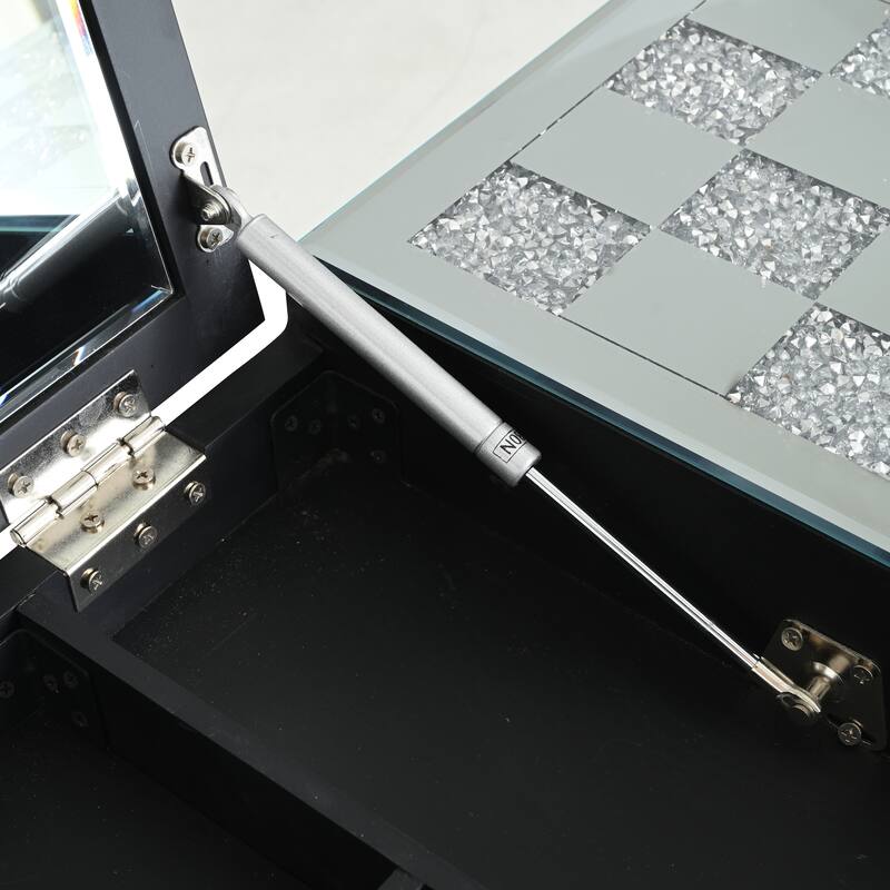 Mirrored Makeup Vanity Desk - Dressing Table with Flip-Top Mirror
