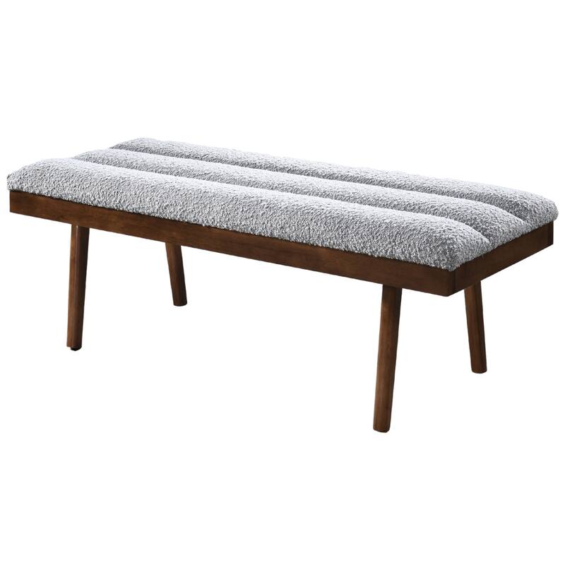 Troni Light Grey Boucle Bench - Brown,Light Gray