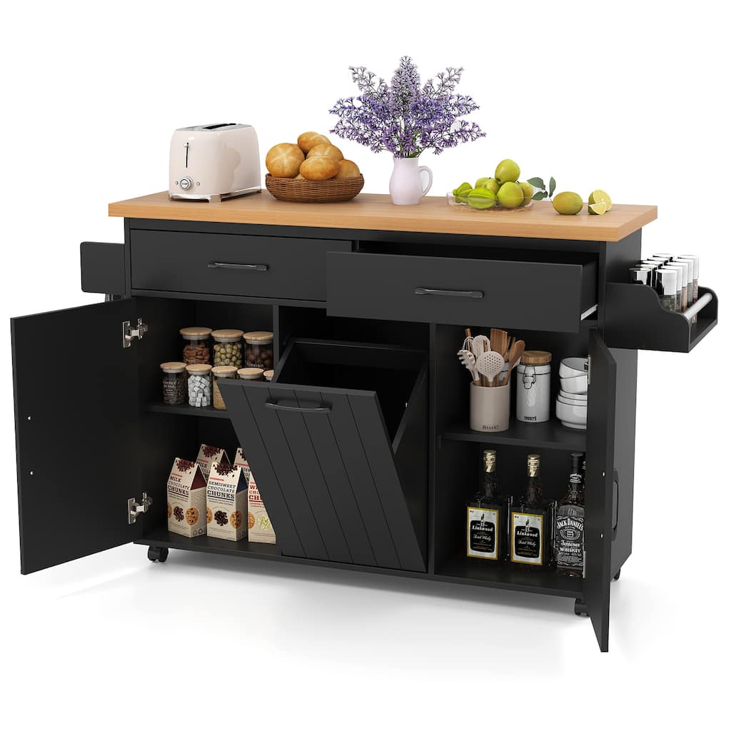 Costway Rolling Kitchen Island Kitchen Cart with Tilt-out Trash - See Details