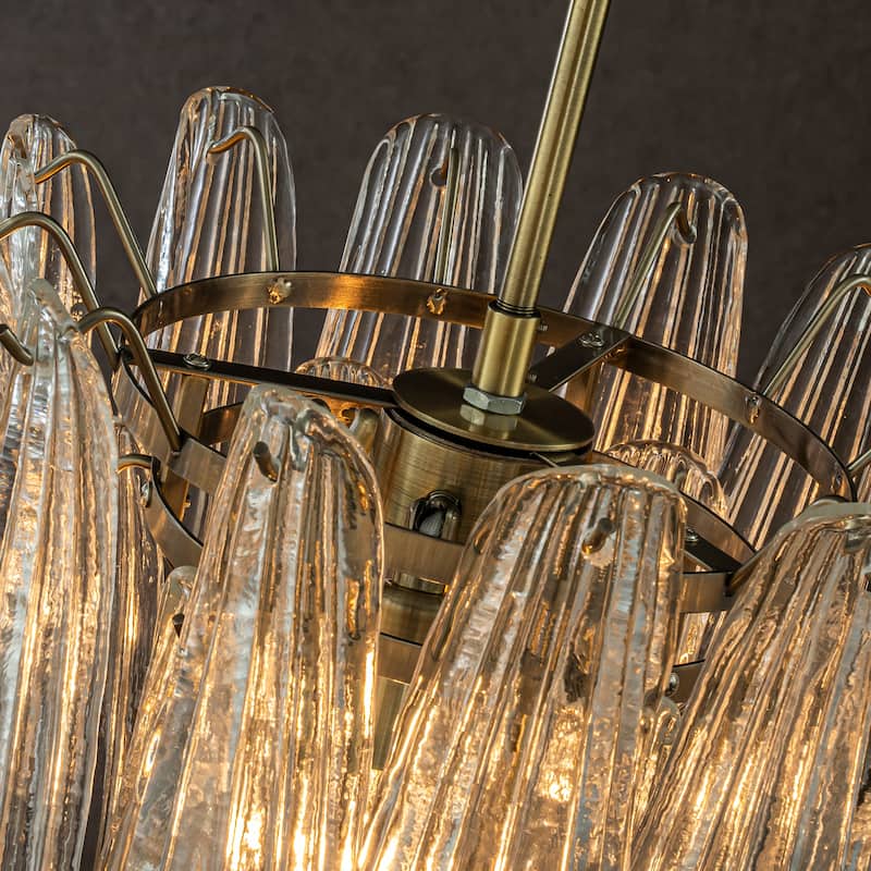 CraftHome Mid-Century Modern Chandelier Clear Art Glass Pendant With Antique Bronze Finish For Living Room