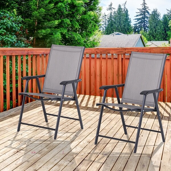 Podena Grey Folding Patio Chairs Set of 2 by Havenside Home On