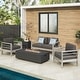 preview thumbnail 1 of 18, Cape Coral 5-piece Outdoor Fire Pit Chat Set by Christopher Knight Home Grey + Dark Grey
