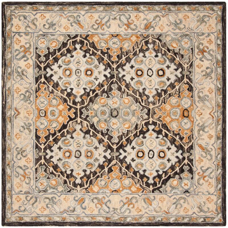 SAFAVIEH Handmade Aspen Gundemarie Boho Tribal Wool Rug - 5' Square - Beige/Brown
