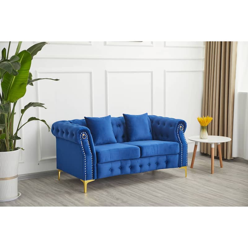 35"D x 65"W x 30.3"H Velvet Chesterfield Button-tufted Loveseat