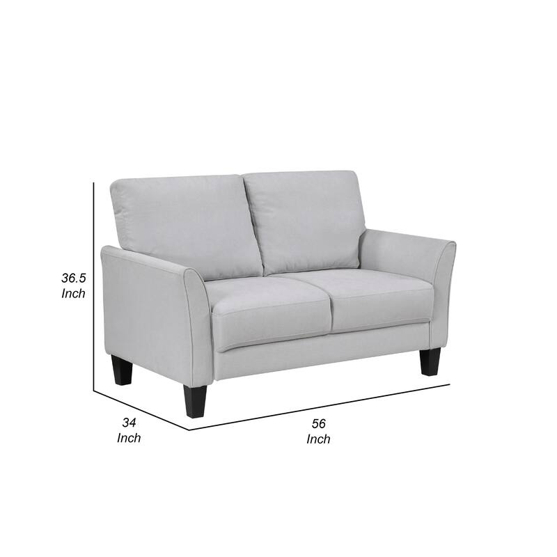 Xumo Loveseat, Light Gray Fabric, 56 Inch, Black Tapered Wood Legs