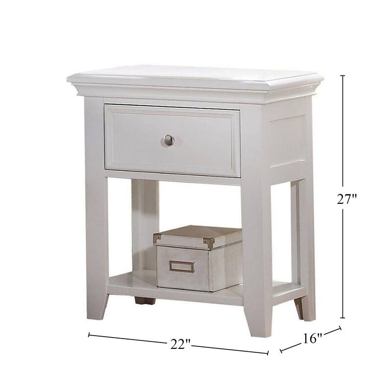 1 Drawer and Open Bottom Shelf Wooden Nightstand
