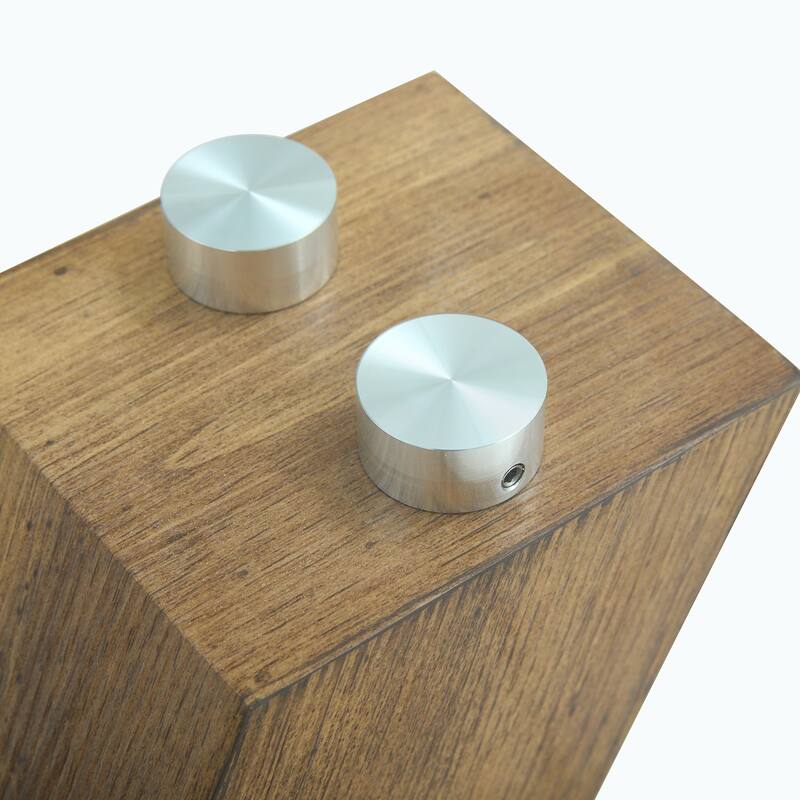 Modern Minimalist Style Coffee Table. Transparent Tempered Glass Tabletop With Wooden Mdf Columns