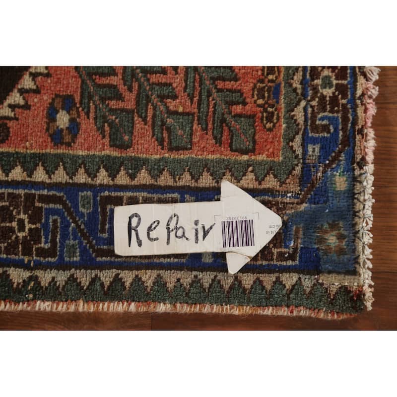 Brown Bakhtiari Persian Vintage Runner Rug Handmade Wool Carpet - 3'10"x 9'6"