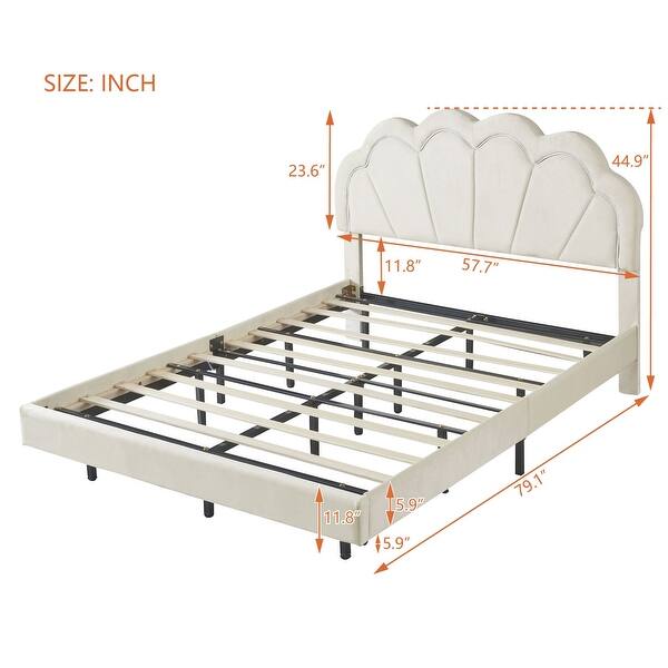 dimension image slide 1 of 4, Velvet Smart LED Bed Frame