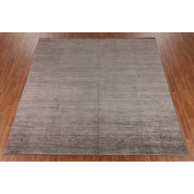 Earth Tone Gabbeh Indian Square Area Rug Handmade Wool Carpet - 10'0" X 9'9"