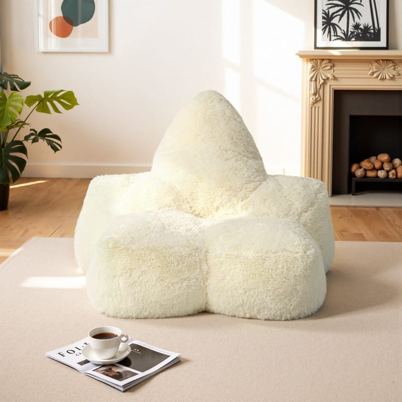 Cozy Star Shaped Faux Fur Foam Filled Bean Bag Chair