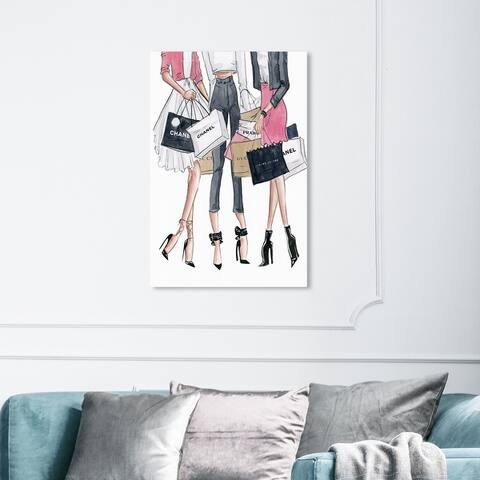 Wynwood Studio 'Shopping Date' Fashion and Glam Wall Art Canvas Print Lifestyle - White, Pink