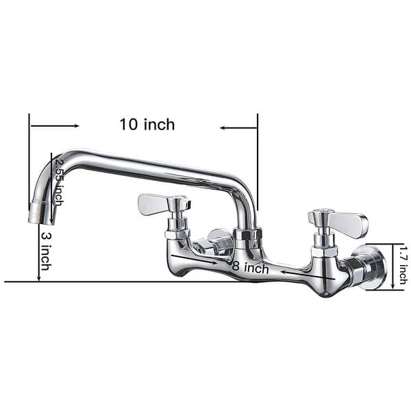 dimension image slide 0 of 2, Vibrantbath Kitchen Faucet Wall Mount Swivel Spout 2 Handle Restaurant Chrome