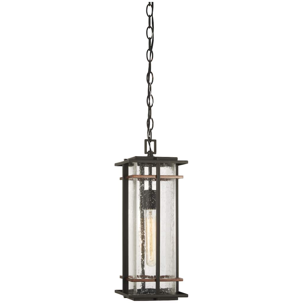 Lavery San Marcos Coal & Seeded Glass 1 Light Outdoor Chain Hung