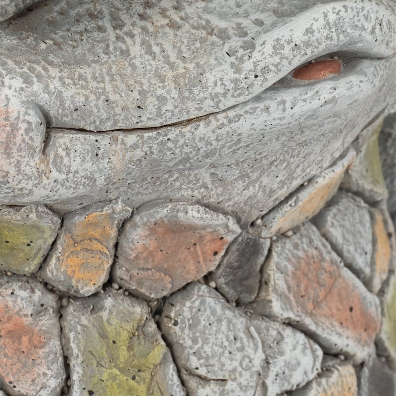 Resin Frog Statuary Solar-Powered Light-Up Goggles and Mosaic Texture
