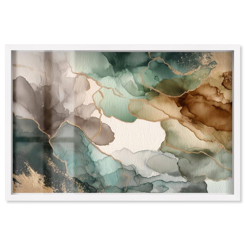 Golden Estuary II Shadowbox by Art Remedy - White - 30" x 20"
