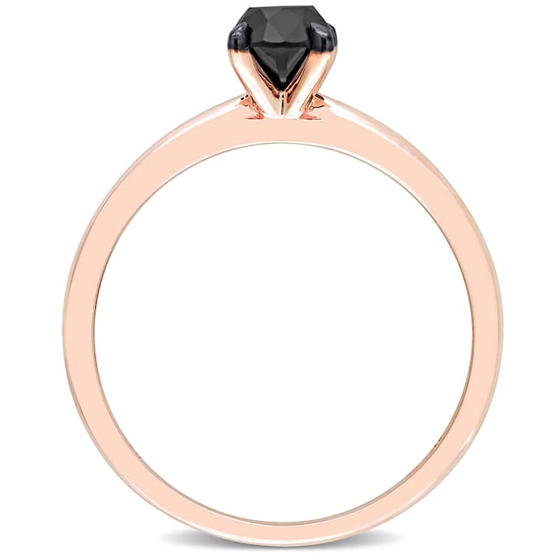Miadora 3/4ct TDW Black Diamond Solitaire Engagement Ring in 14k Rose Gold