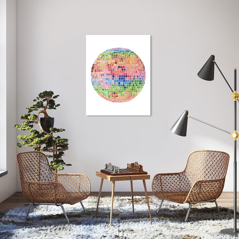 Wynwood Studio Abstract Disco Ball IV Pink and Modern & Contemporary Wall Art Canvas Print - 36 x 30