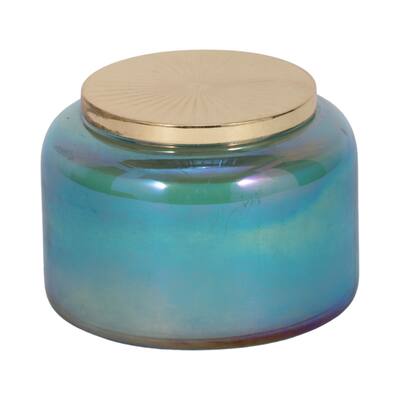 Glass Wax Decorative Candle in Metal Lidded Container Modern Style