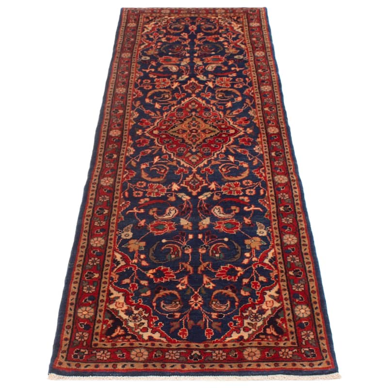 ECARPETGALLERY Hand-knotted Anadol Navy Wool Rug - 3'2 x 10'3