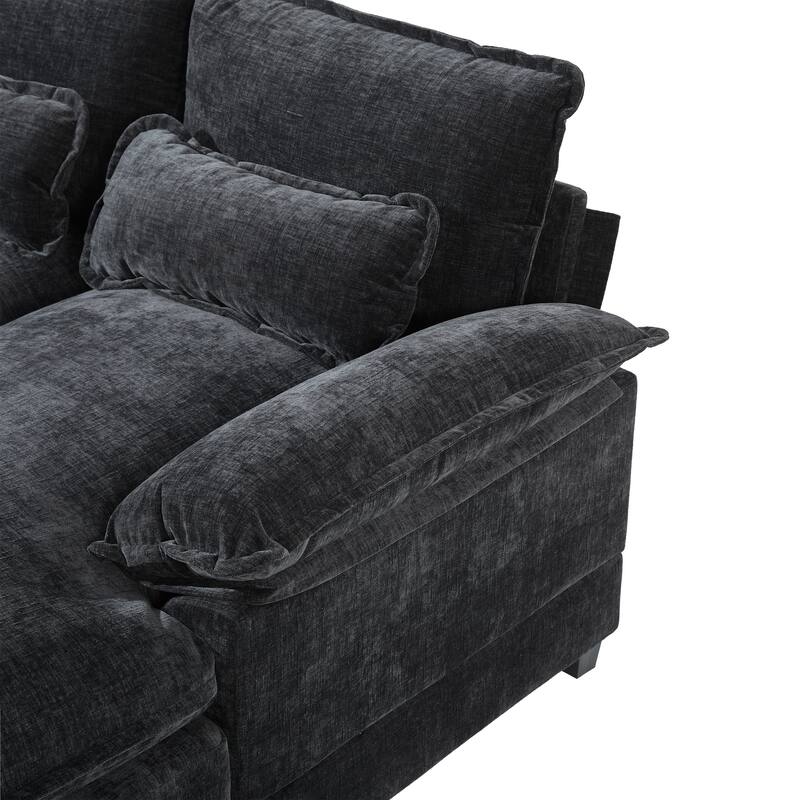 U-Shaped Symmetrical Sectional Sofa with Console, Chaise, USB Ports