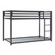preview thumbnail 2 of 3, Ovi 78 Inch Twin Bunk Bed, Mounted Ladder, Ground Level Platform Bed, Black
