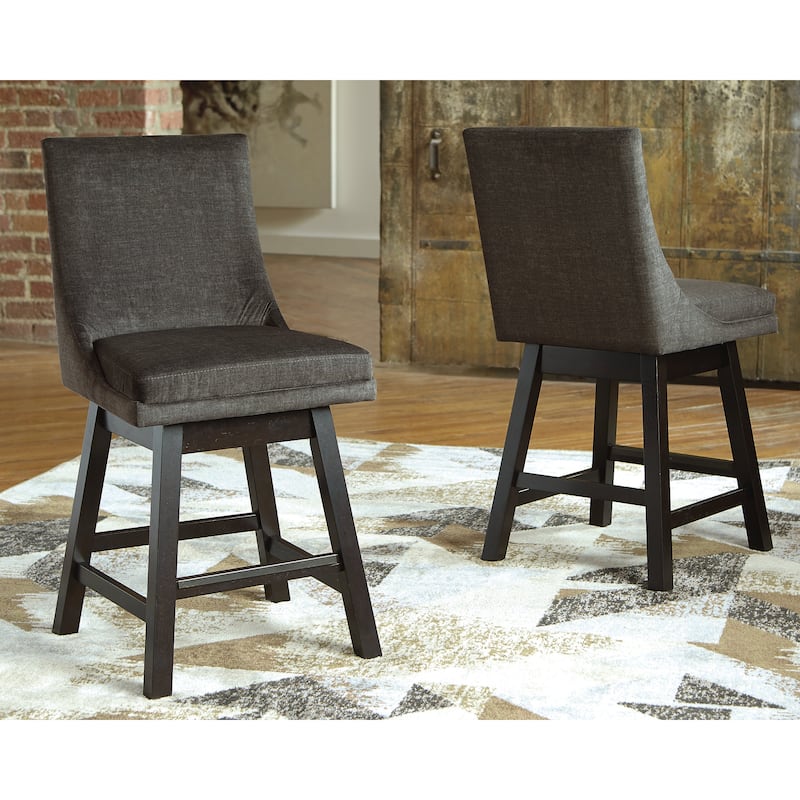 Signature Design by Ashley Tallenger Upholstered Swivel Stool (Set of 2) - Grey - Counter Height