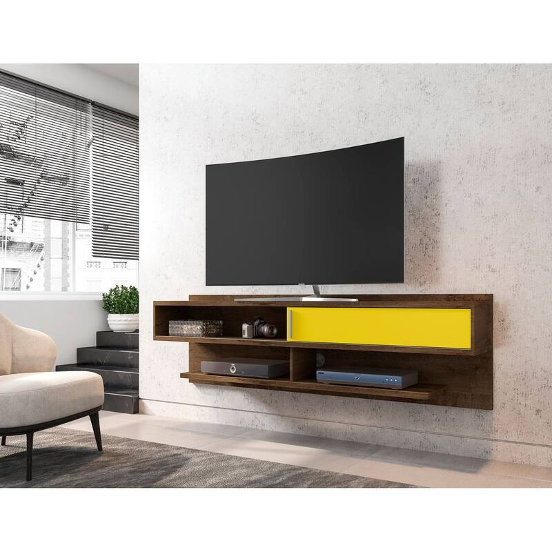 Manhattan Comfort Jabolinski Wood 70 In. Floating Living Room Entertainment Furniture