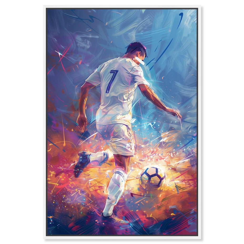Notoriart Bold And Colorful Soccer Player Ii Framed Soccer 1 Piece Canvas Wall Art