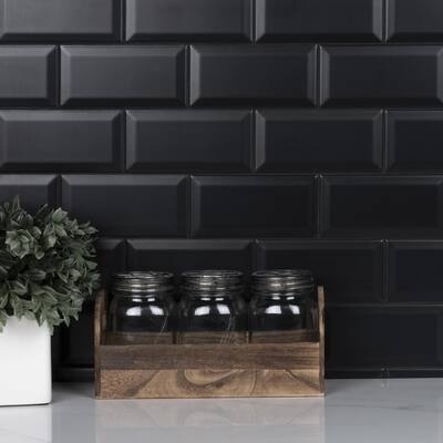 Merola Tile Crown Heights Beveled Matte 3" x 6" Black Ceramic Wall Tile