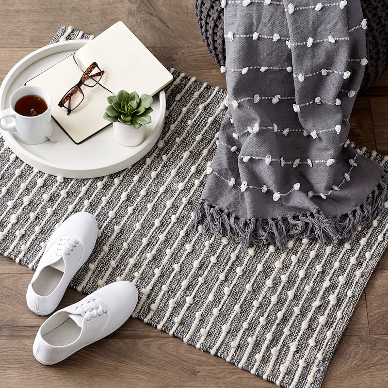 DII Mineral Gray Recycled Cotton Loop Rug - Big