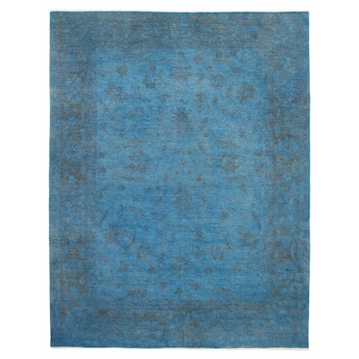 ECARPETGALLERY Hand-knotted Vibrance Blue Wool Rug - 9'0 x 11'10