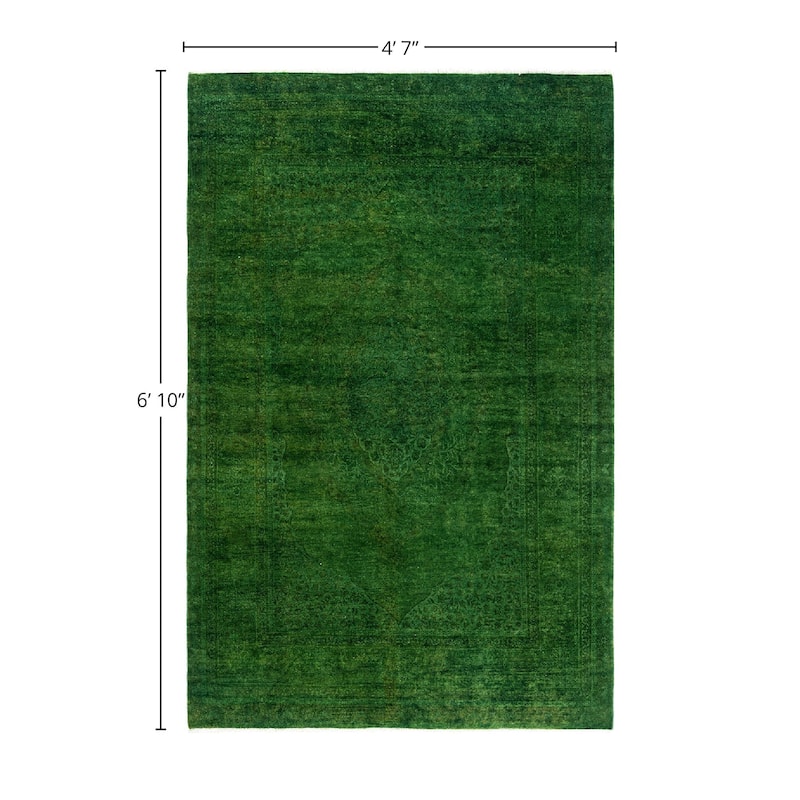 Overdyed, One-of-a-Kind Hand-Knotted Area Rug - Green - 4' 7" x 6' 10"