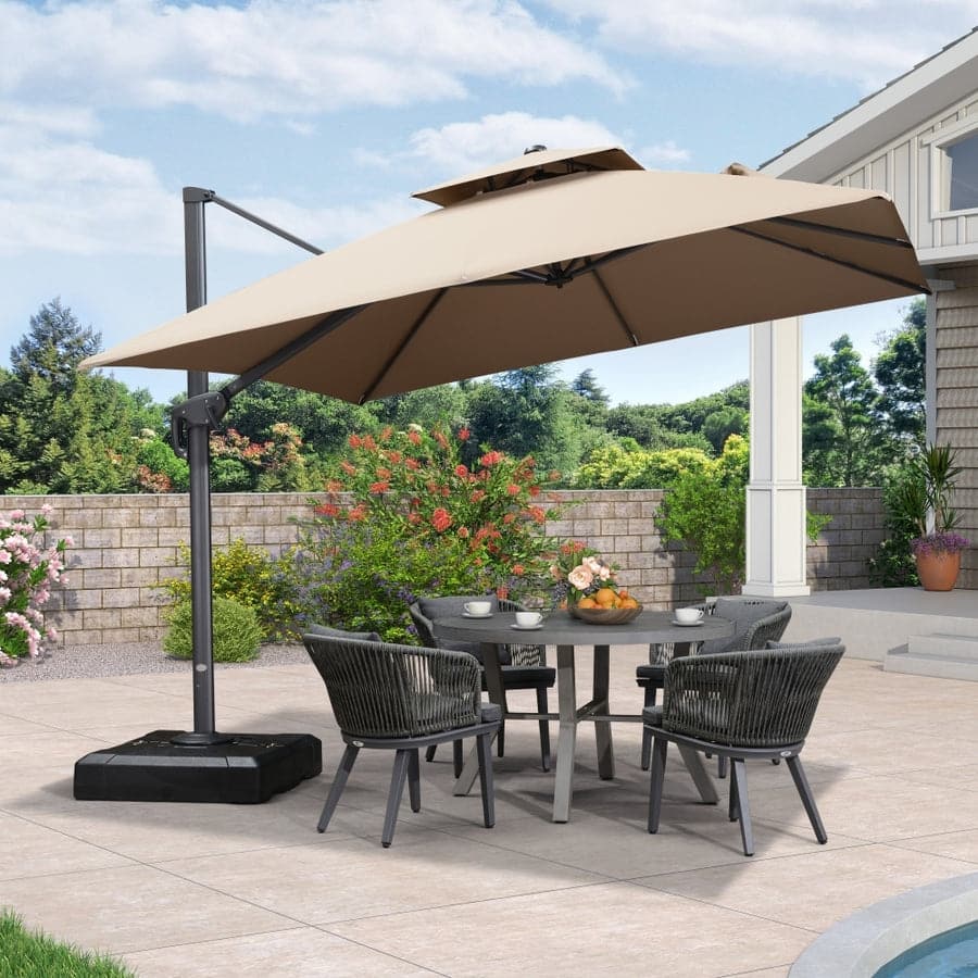 PURPLE LEAF Patio Cantilever Umbrella with 360 Degree Rotation
